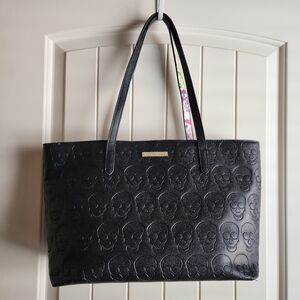 Betsey Johnson black skull satchel